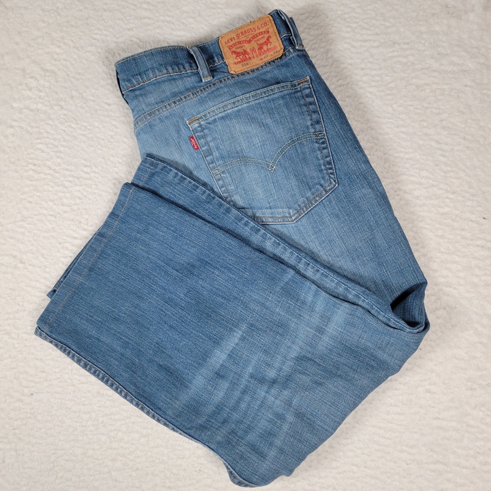 Levi 514 Straight Fit Jeans Mens Size 40x32 Actual(41x25)Blue Medium Wash Denim